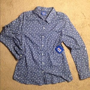 Stylish blue button-down by LeTigre, medium NWT